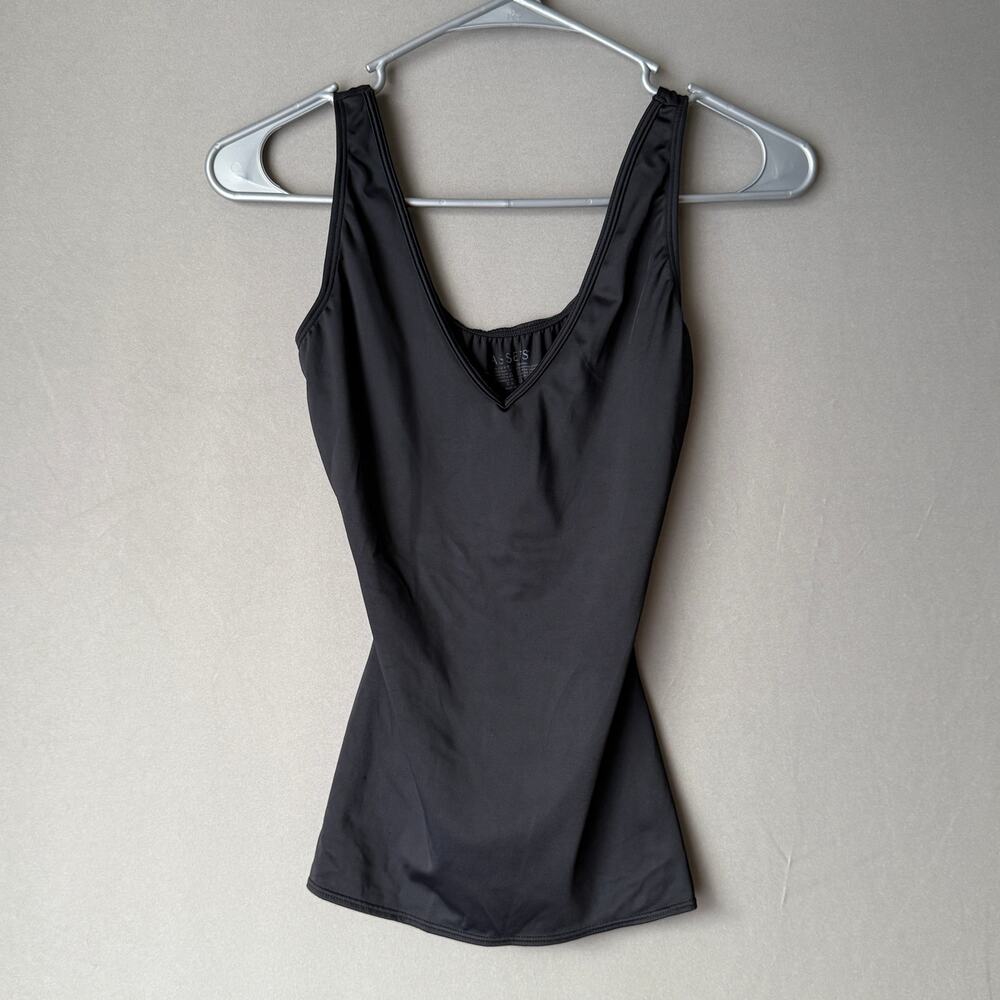 Assets sz M black deep plunge shaping tank‎ top